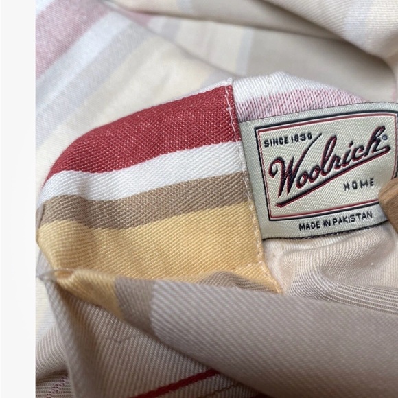 Woolrich Striped Duvet King Bedding Set with Red Accents 100% Cotton - Picture 3 of 4